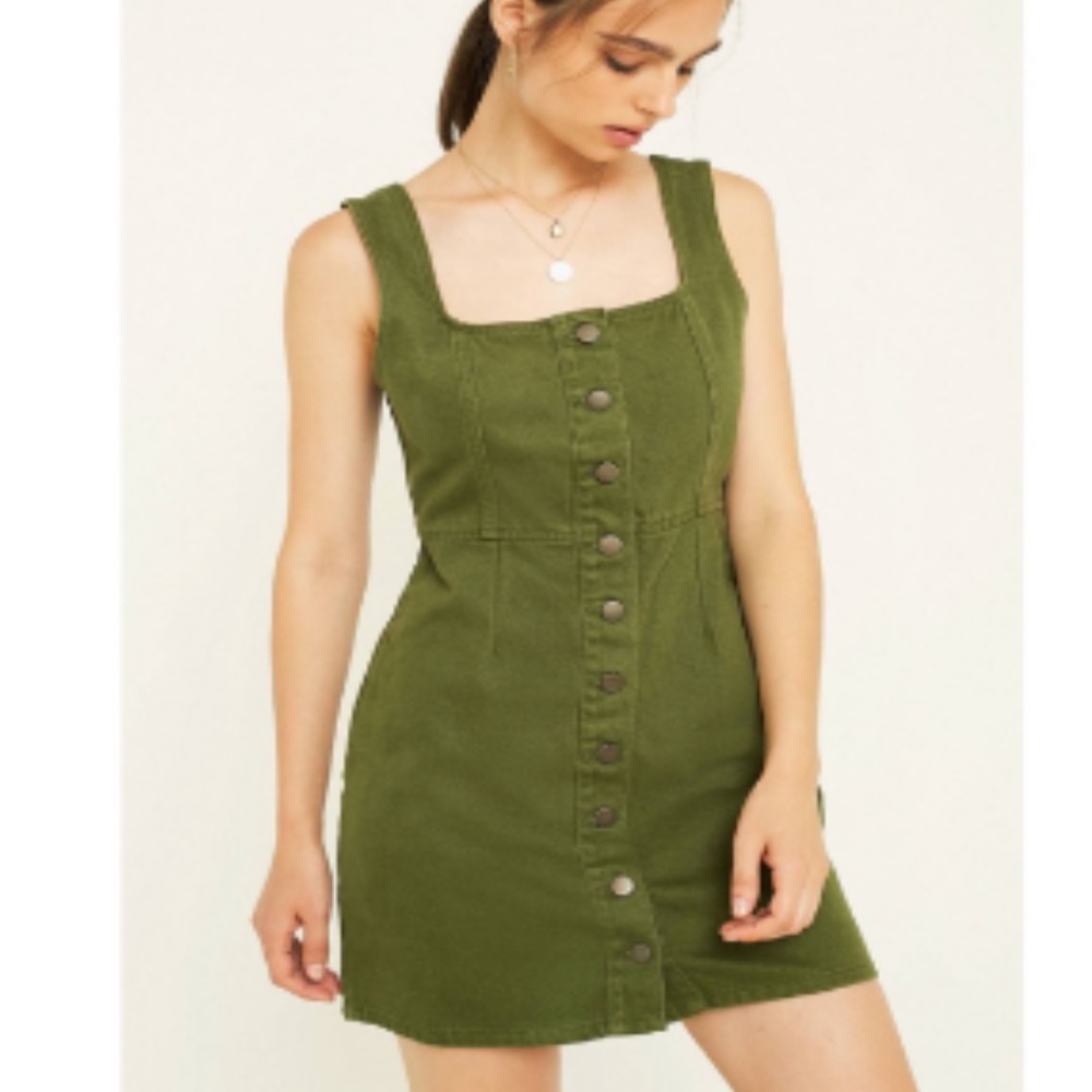 Urban Outfitters Green Denim Dress